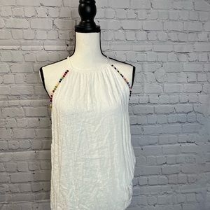 Cute white shirt with Pom Pom decor